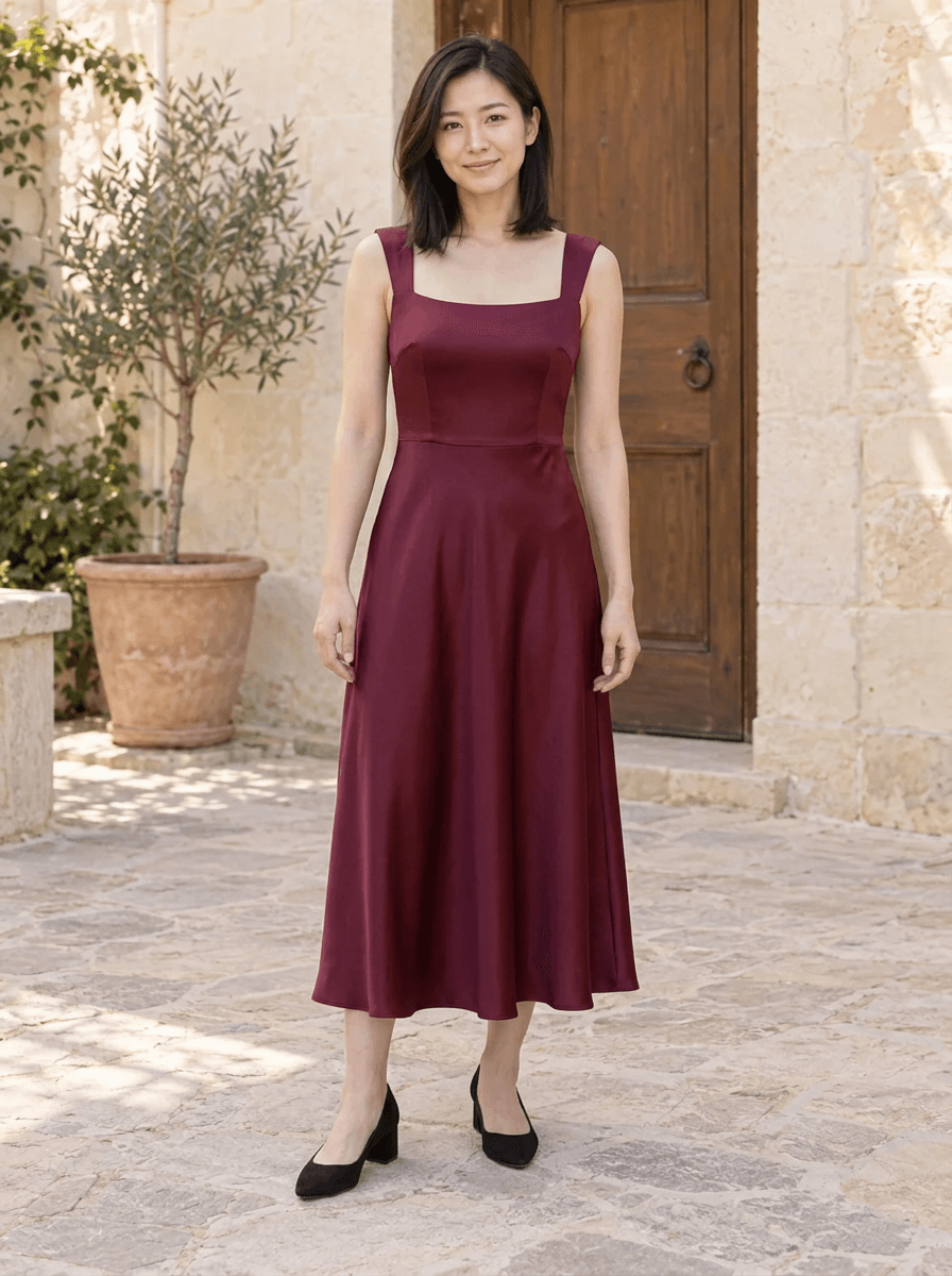 Burgundy dress edit by Nano Banana 2