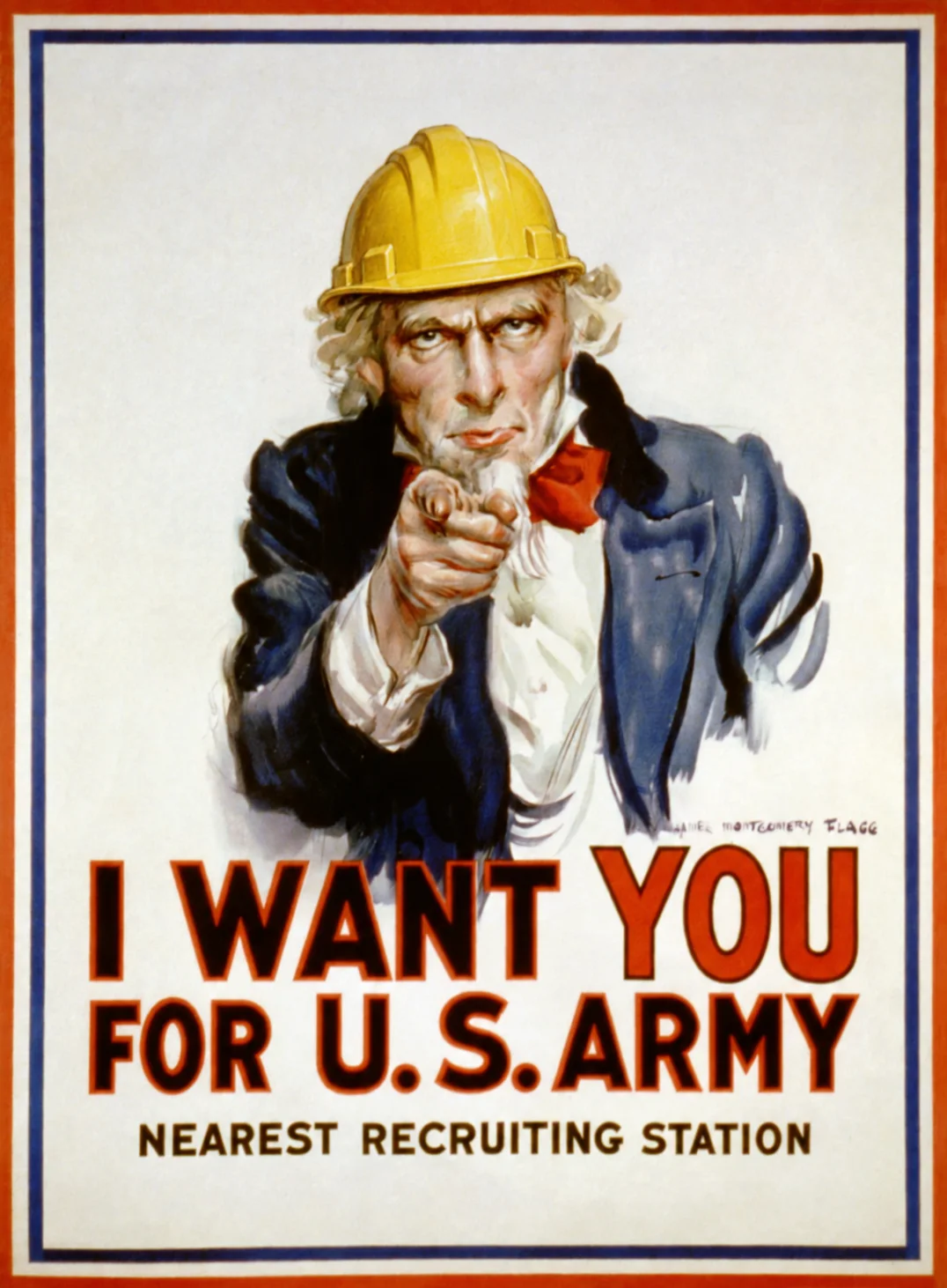 Uncle Sam I Want You poster with only the top hat changed to a construction hard hat